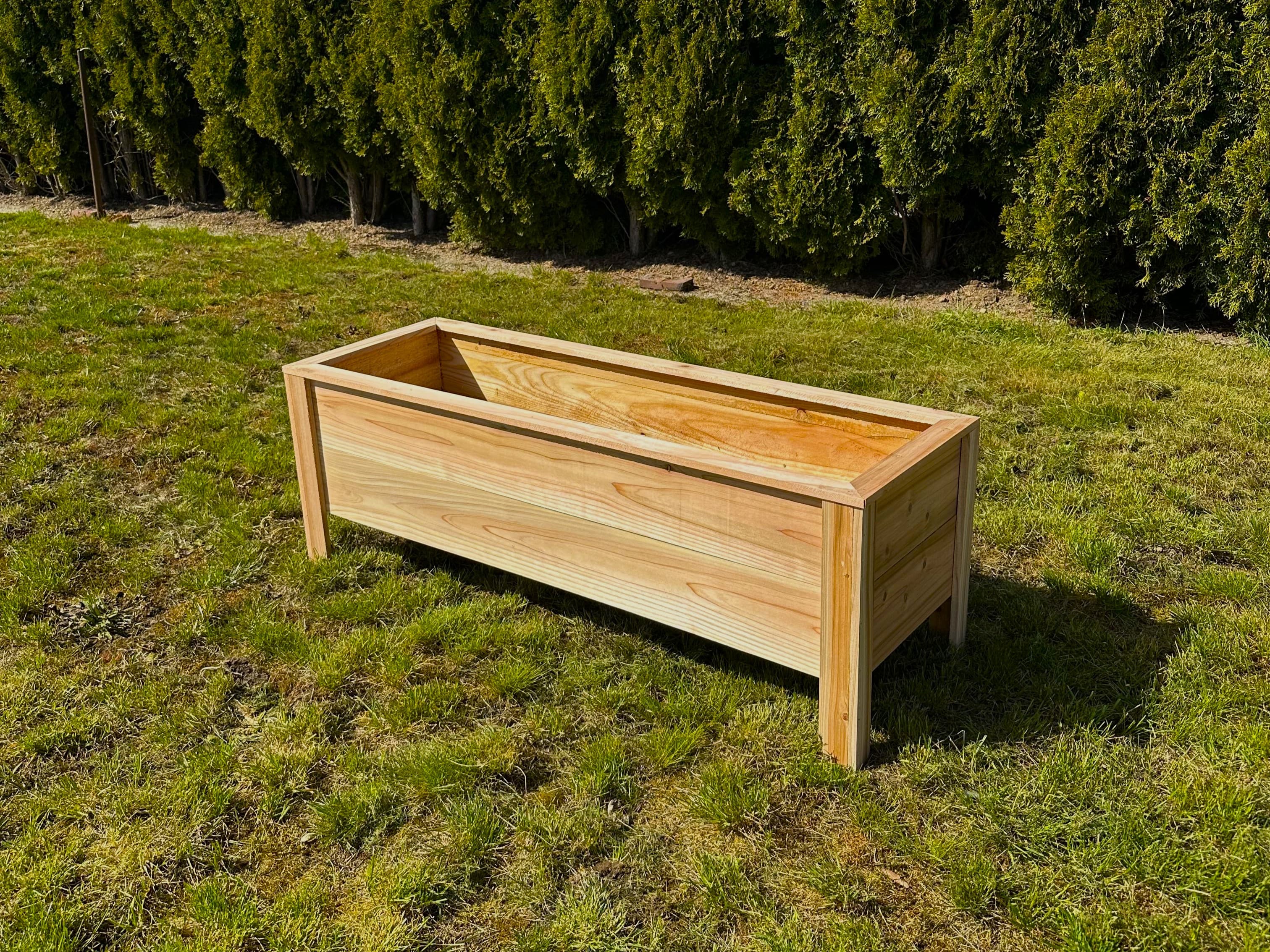 4' × 16" cedar raised garden bed, 12" deep — angled view