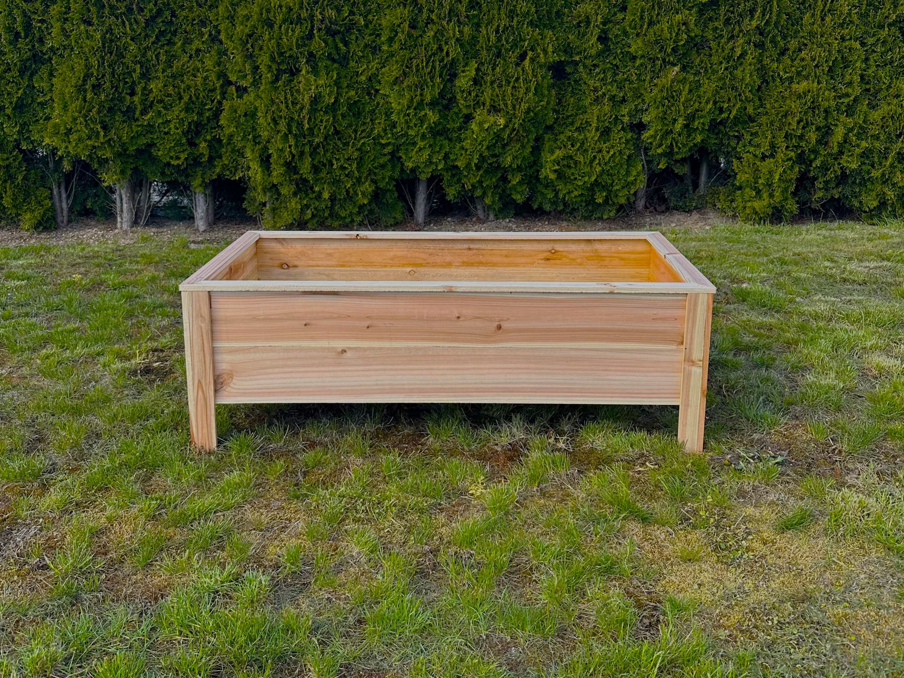 4' × 2' cedar raised garden bed, 12" deep — front view