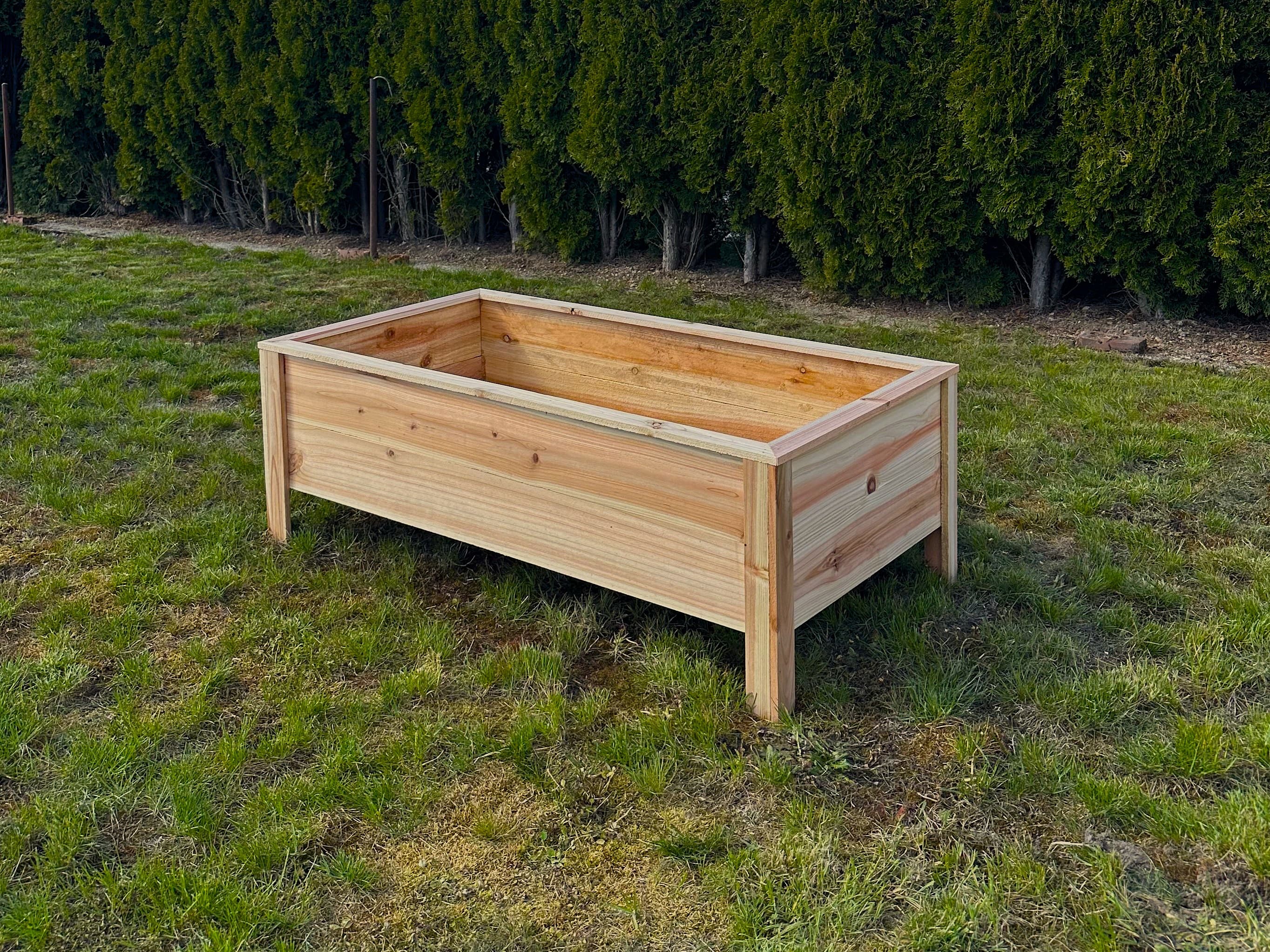 4' × 2' cedar raised garden bed, 12" deep — angled view