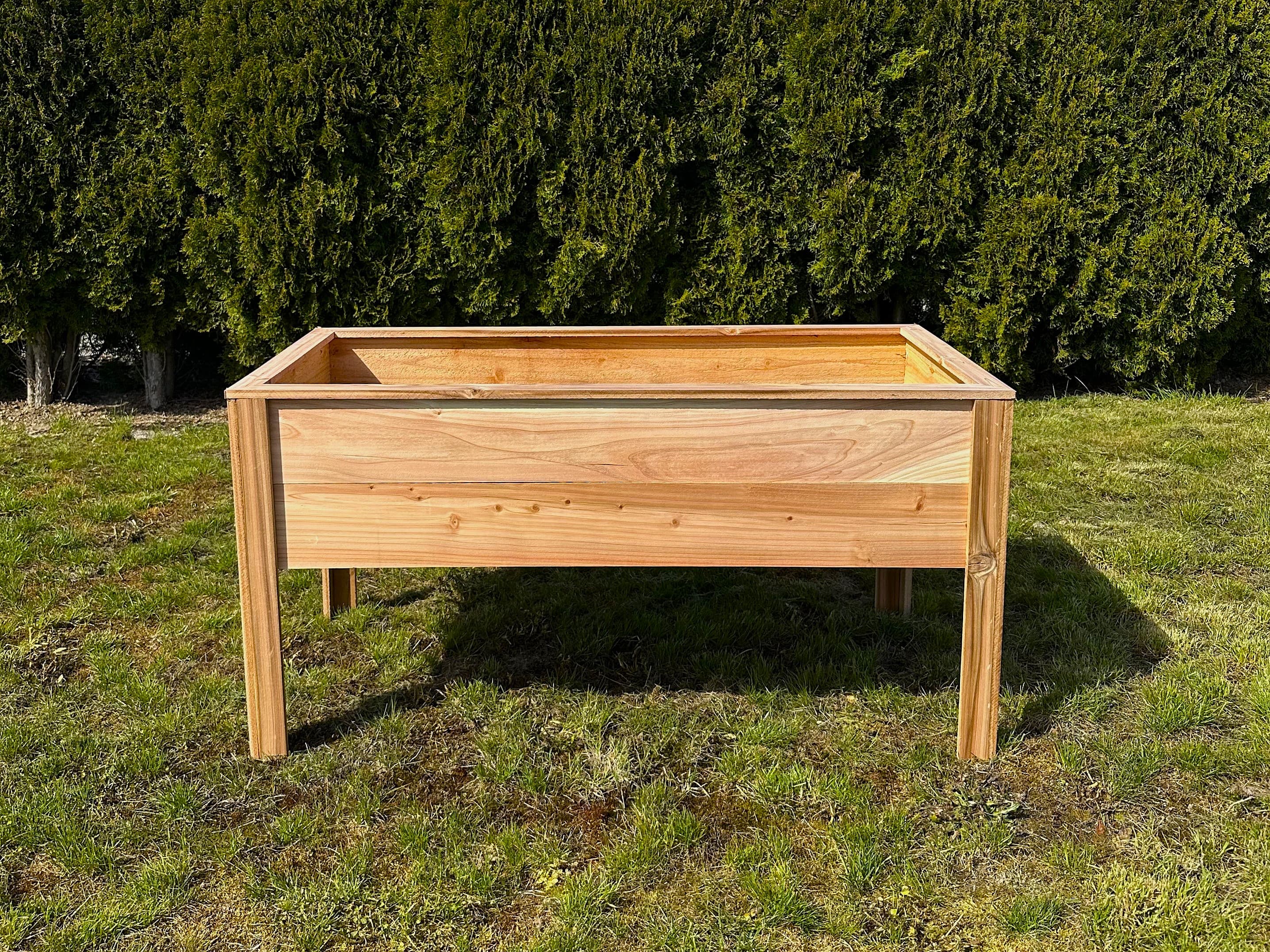 4' × 2' cedar raised bed at 24" total height — front view
