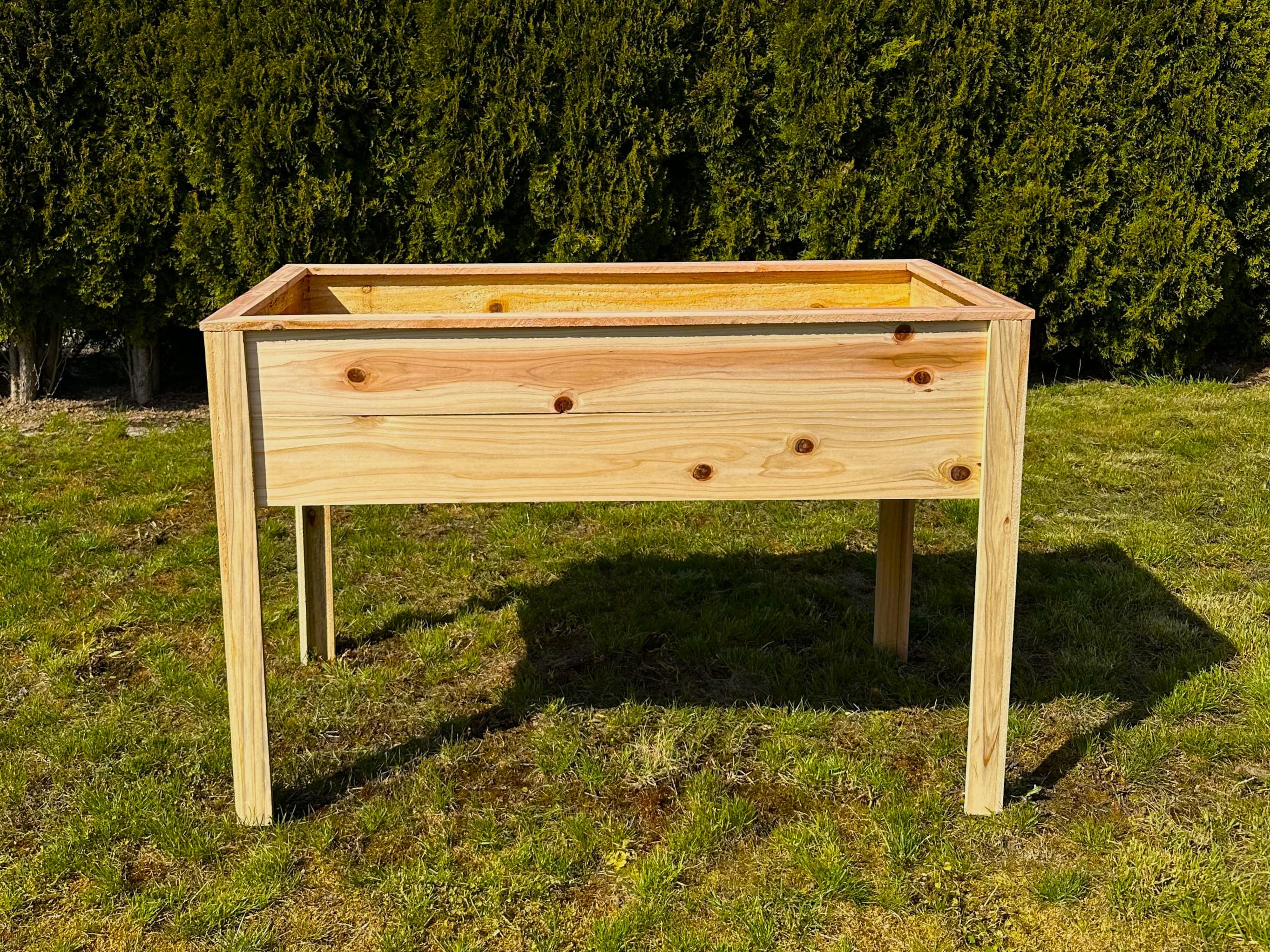 4' × 2' cedar raised bed at waist height (30") — front view