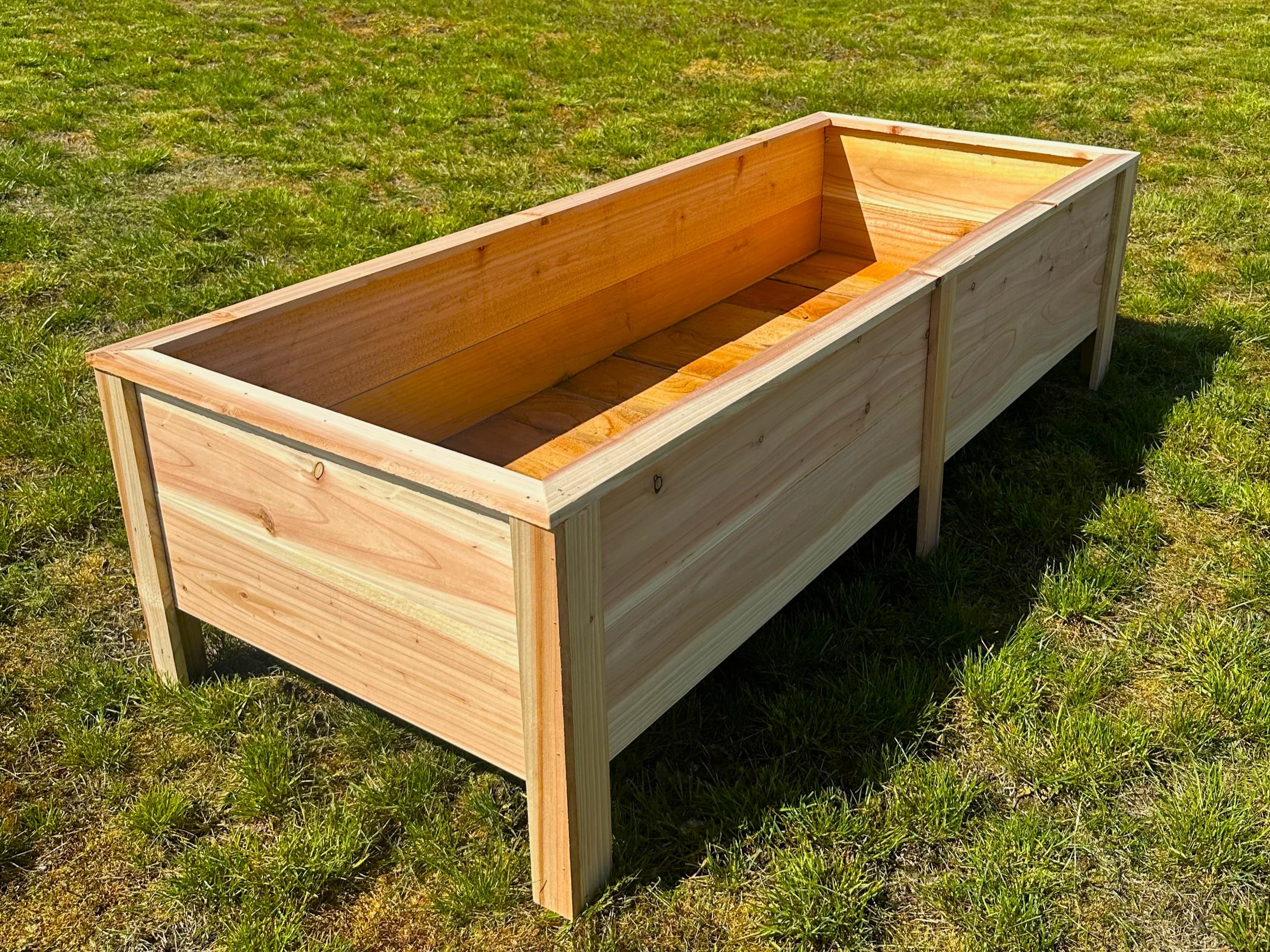 5' × 2' cedar raised garden bed, 12" deep — angled view